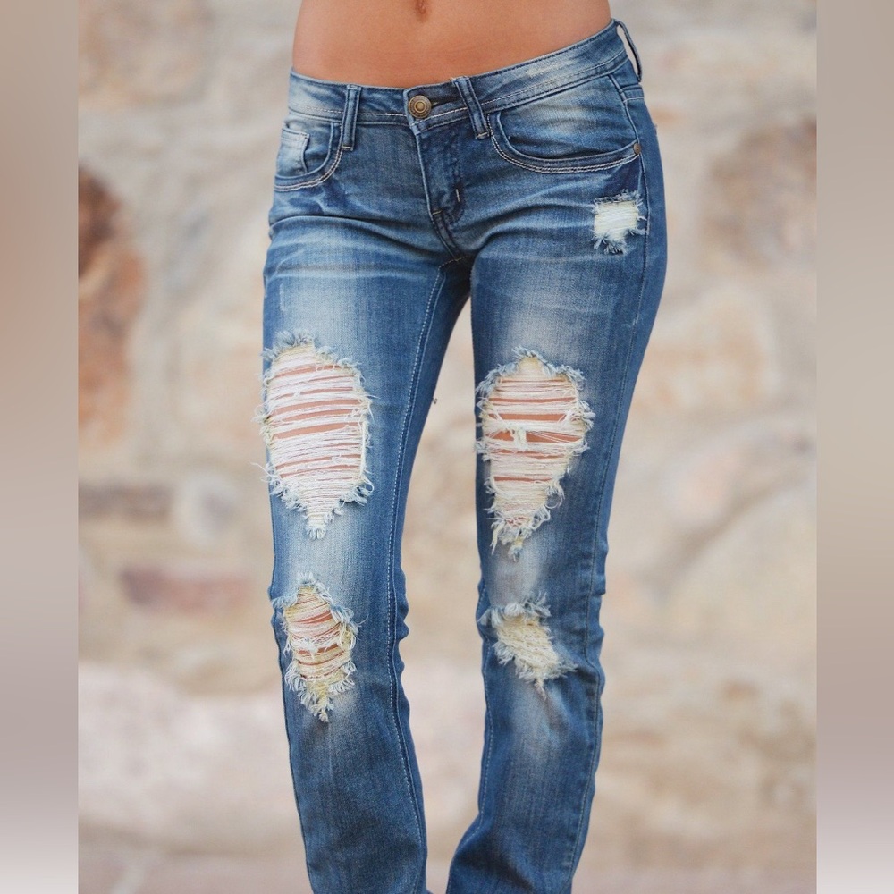 Machine Nouvelle Mode distressed jeans, size 9 waist size Italian 44 US 30.
